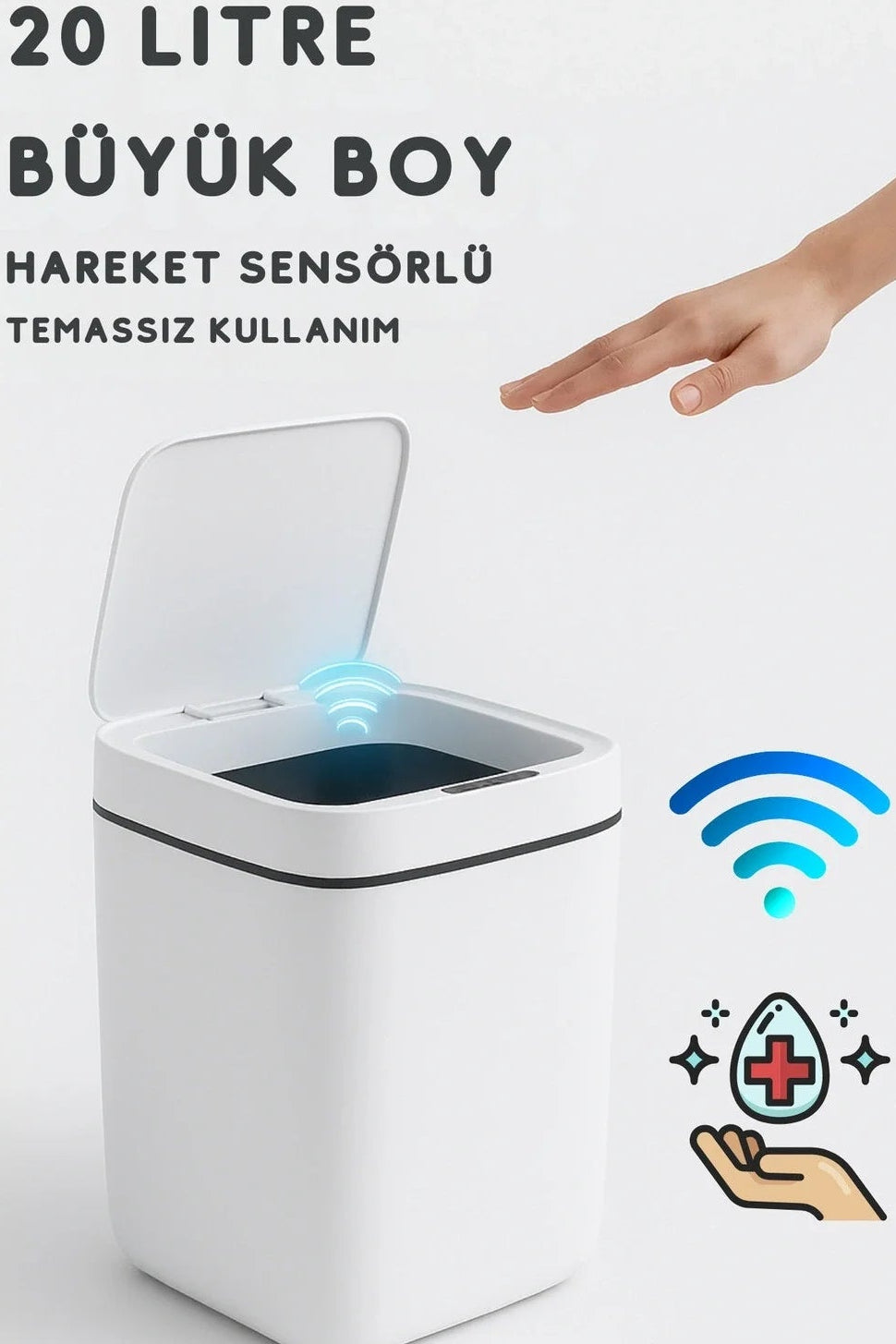 20 Litre Otomatik Çöp Kovası, Hijyenik ve Estetik