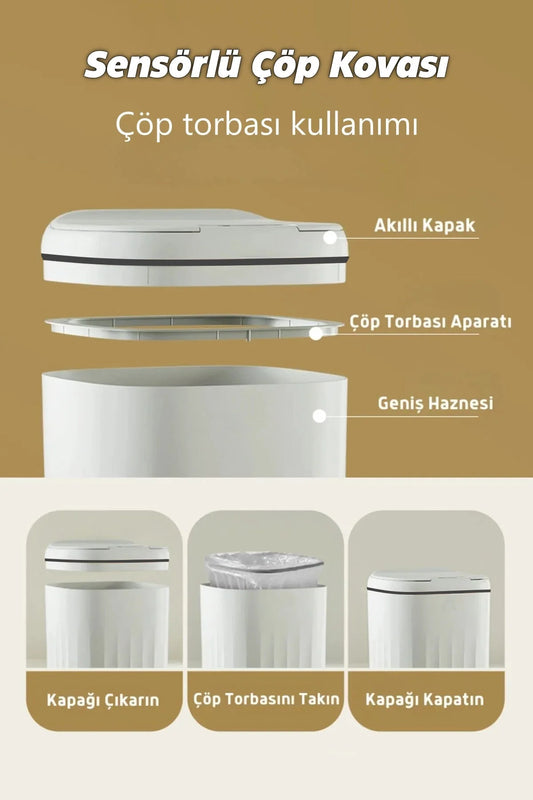 Sensörlü Çöp Kovası, Mega Boy 20 Litre