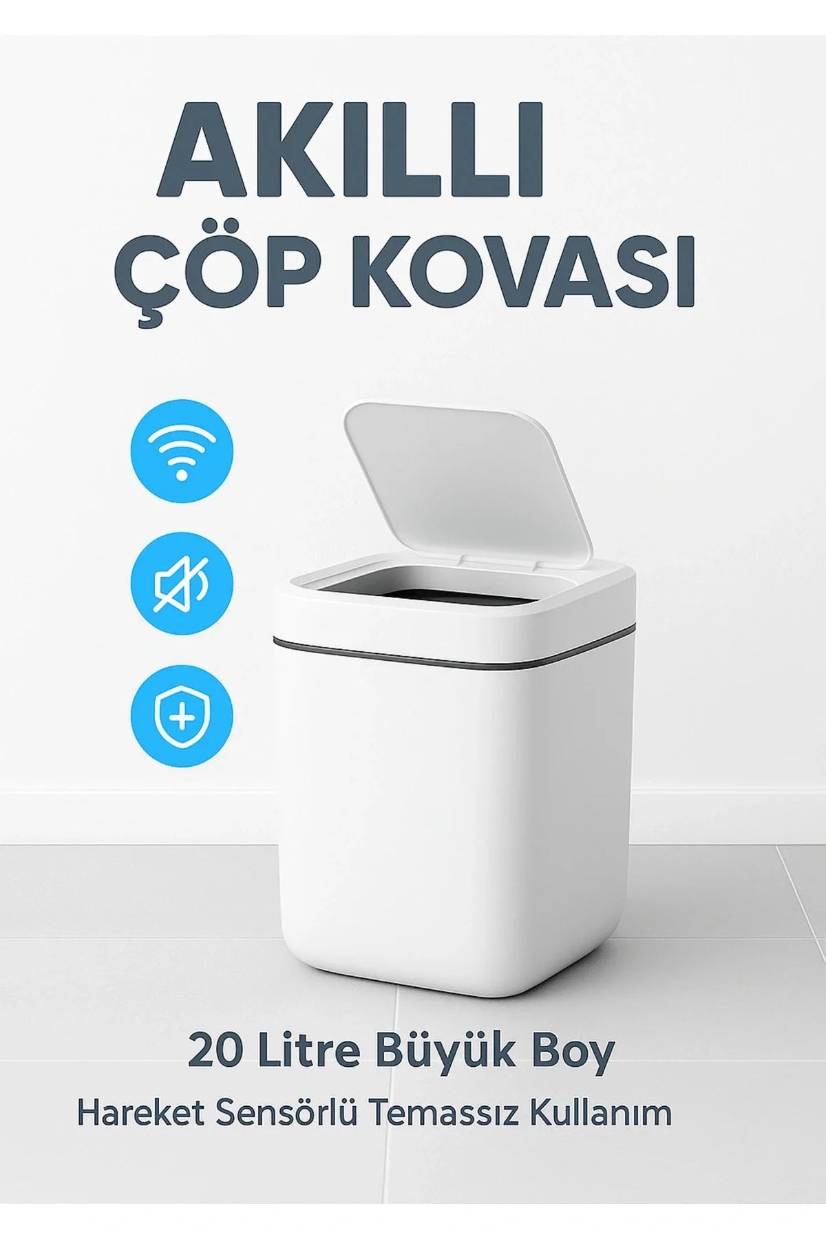 20 Litre Otomatik Çöp Kovası, Hijyenik ve Estetik